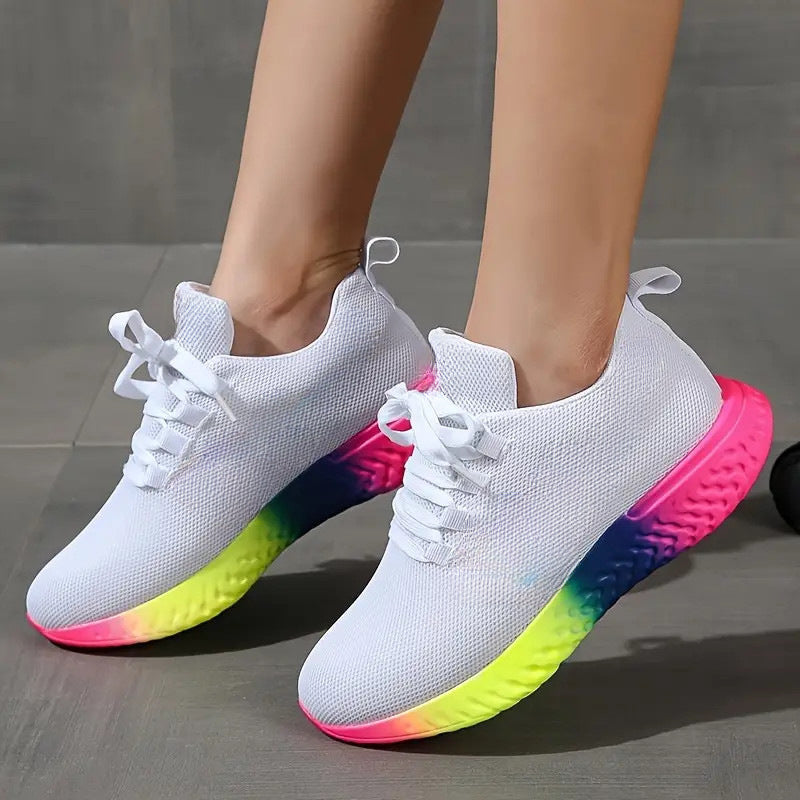Women's Lace-up Mesh With Rainbow Sole / Sneakers / Walking Running Sports Shoes