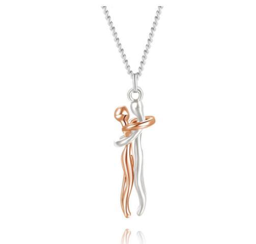 Simple Temperament Clavicle Chain Love Hug Necklace, Unisex Men Women Couple Jewelry
