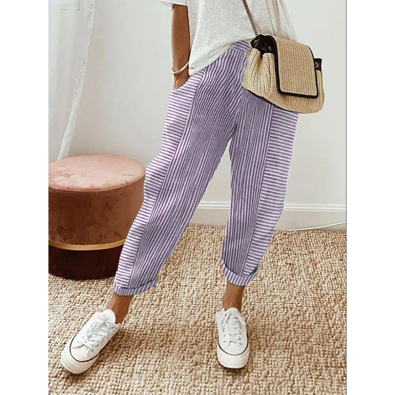 Striped Print Trousers: Summer Casual Chic