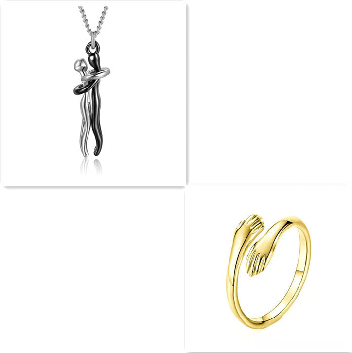 Simple Temperament Clavicle Chain Love Hug Necklace, Unisex Men Women Couple Jewelry