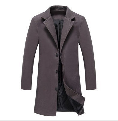 Winter Men's Woolen Coats: Solid Color for Casual Business Attire