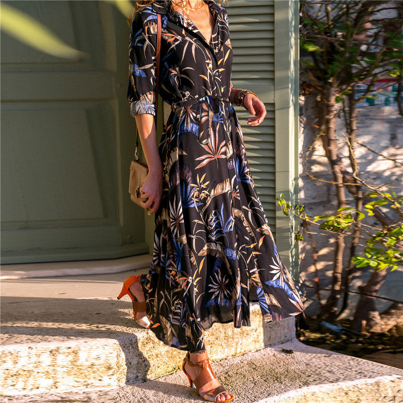 Floral Vintage Chiffon Midi Dress