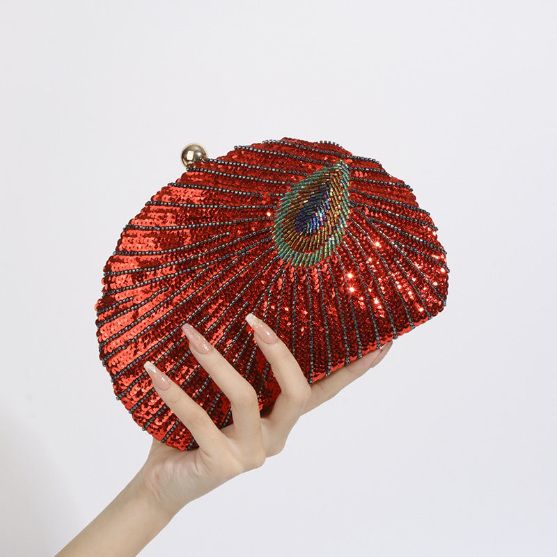 Vintage Beaded Crossbody Handbag with One Shoulder Chain for Women