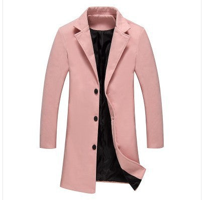 Winter Men's Woolen Coats: Solid Color for Casual Business Attire