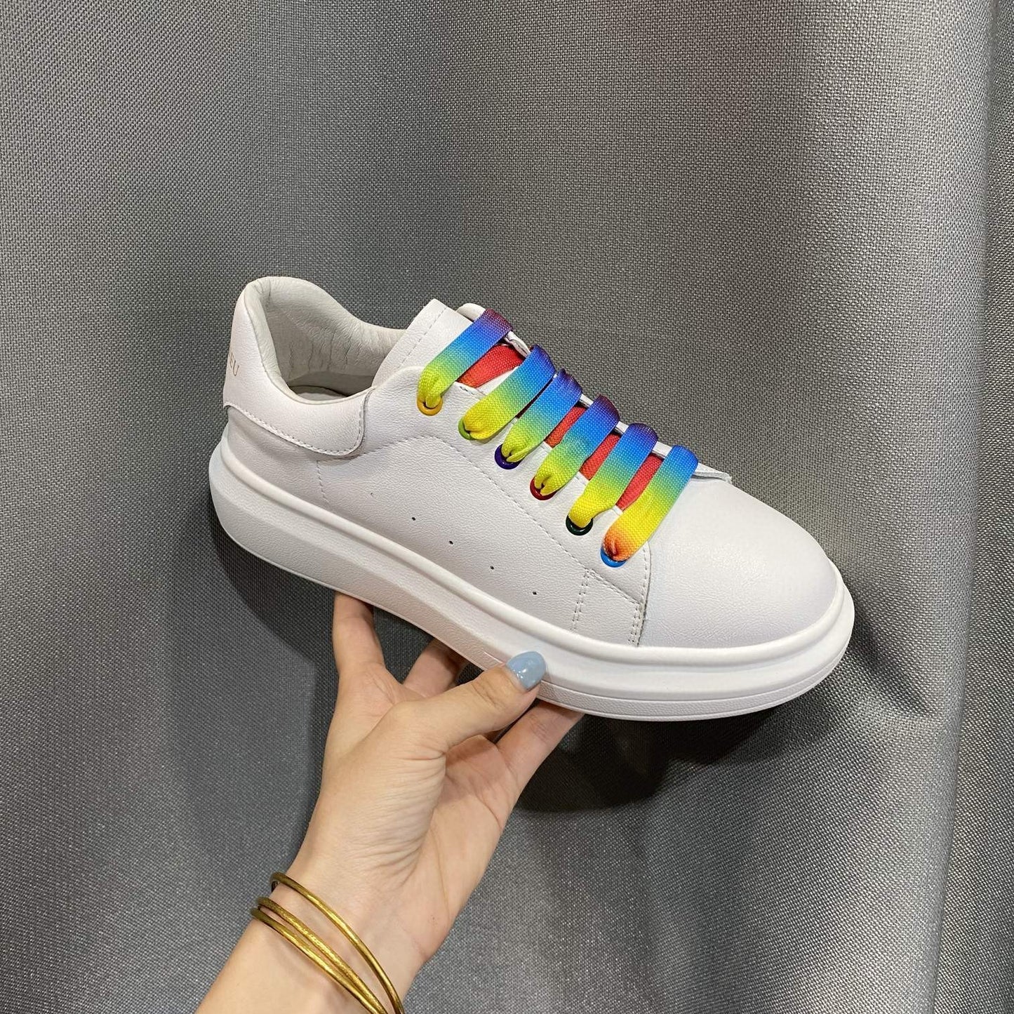 Women's plain rainbow lace shoes