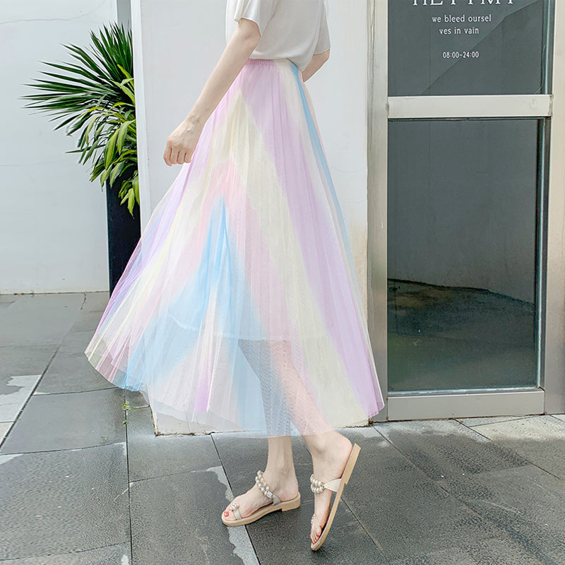 Rainbow Mesh Skirt Gradient