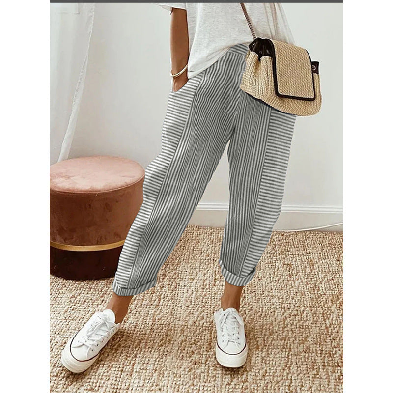 Striped Print Trousers: Summer Casual Chic