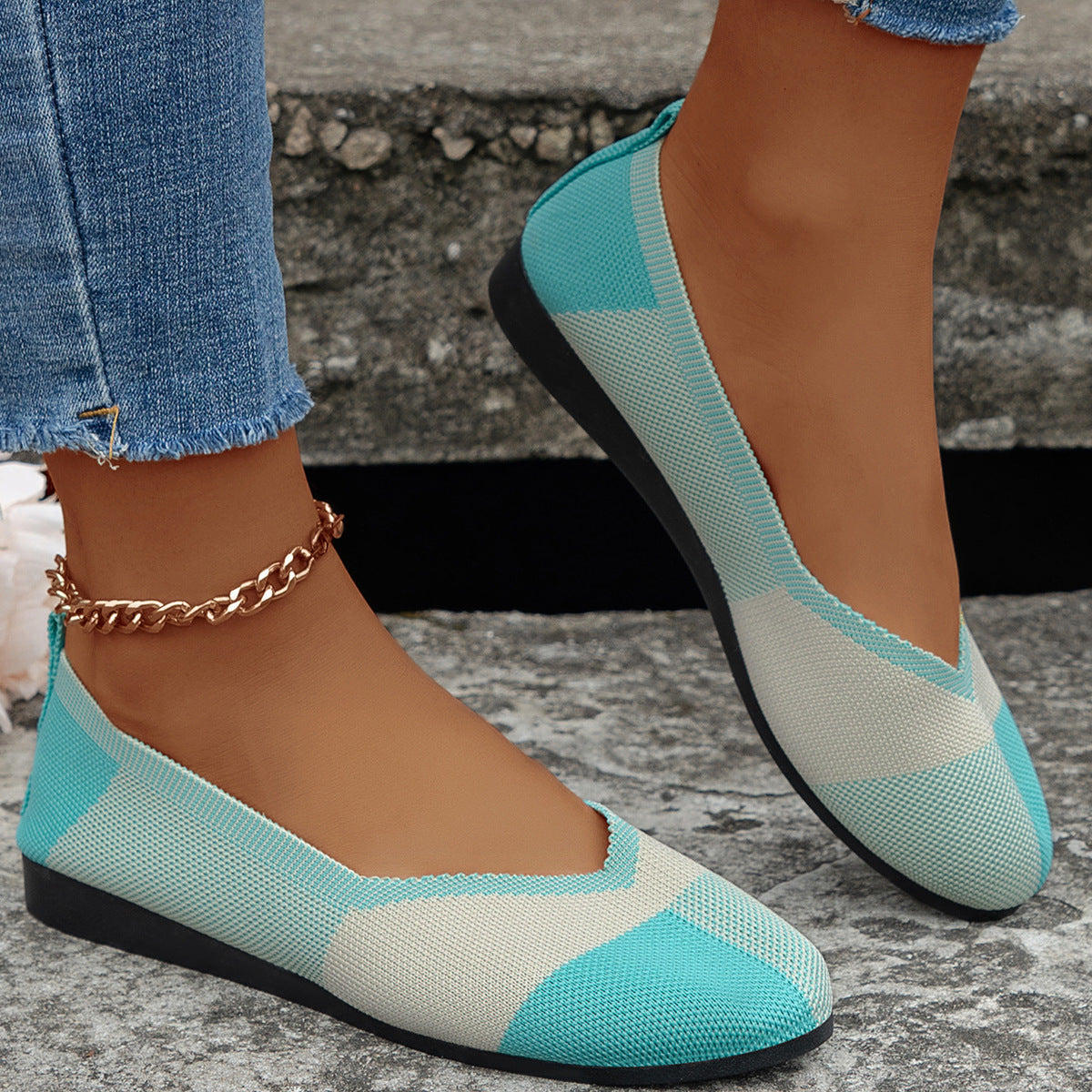 Women's Flats Shoes - Woven Breathable Cozy Loafers