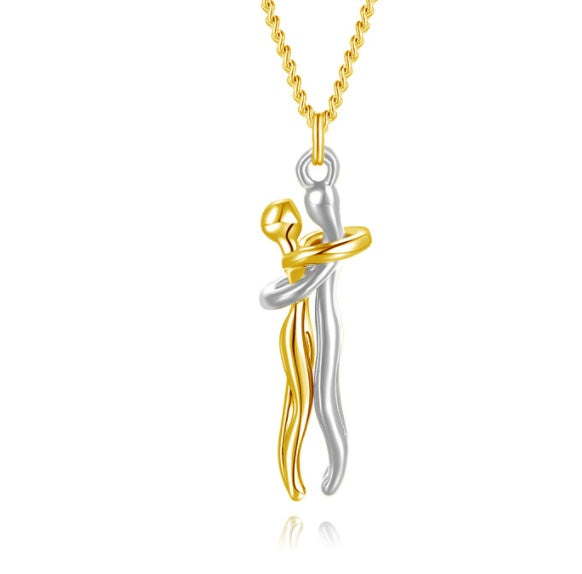 Simple Temperament Clavicle Chain Love Hug Necklace, Unisex Men Women Couple Jewelry