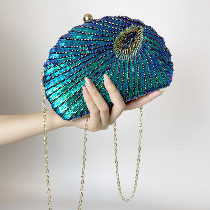 Vintage Beaded Crossbody Handbag with One Shoulder Chain for Women