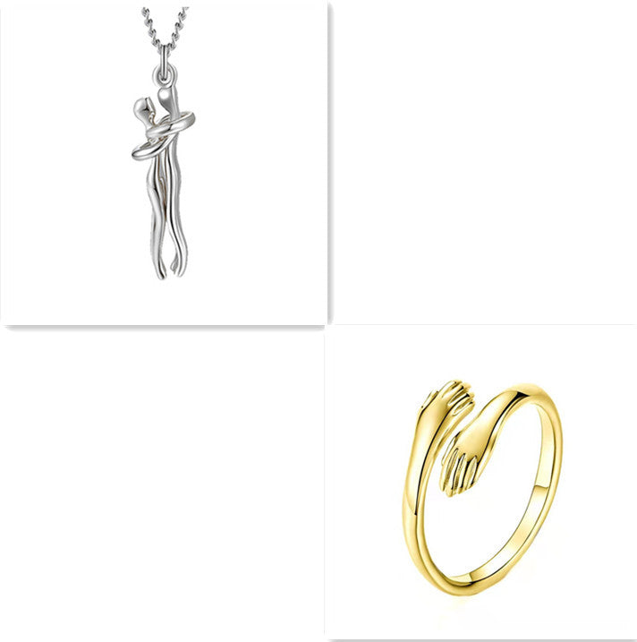 Simple Temperament Clavicle Chain Love Hug Necklace, Unisex Men Women Couple Jewelry