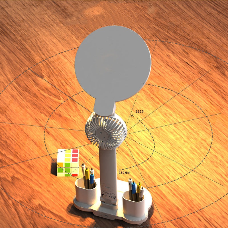 Multi-Functional Plug-in Fan/LED Clock /Table Dimmable Lamp /USB Chargeable /Light Foldable