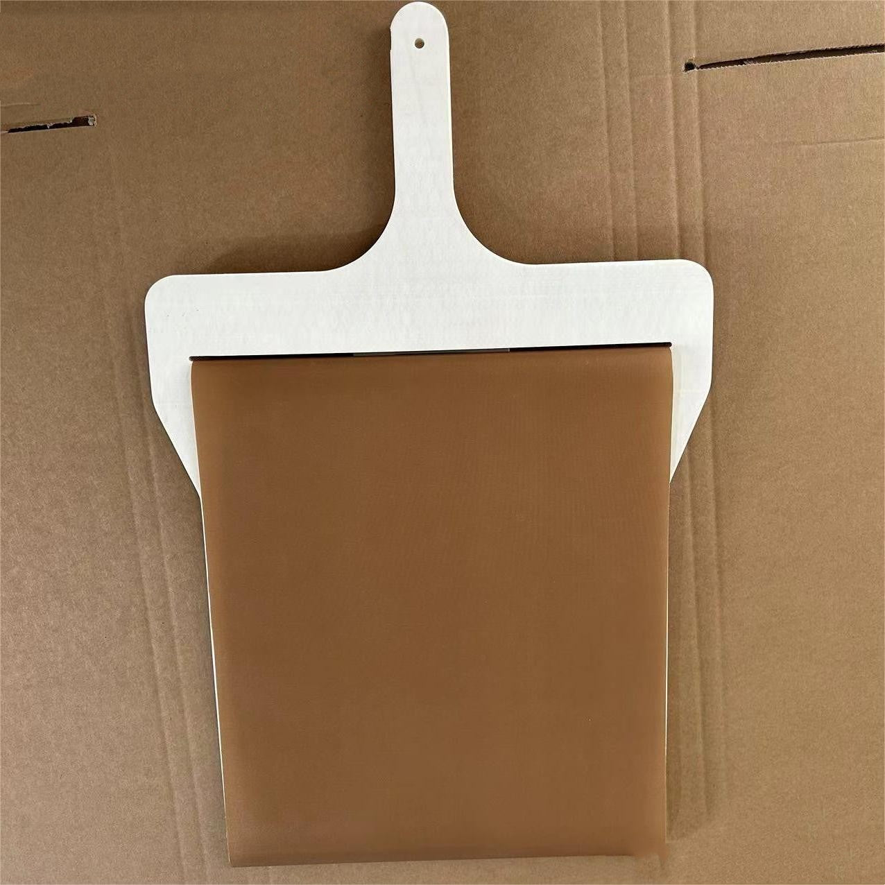 Kitchen Three sizes of sliding pizza peel shovels with wooden handles, designed for easy pizza transfer and storage.