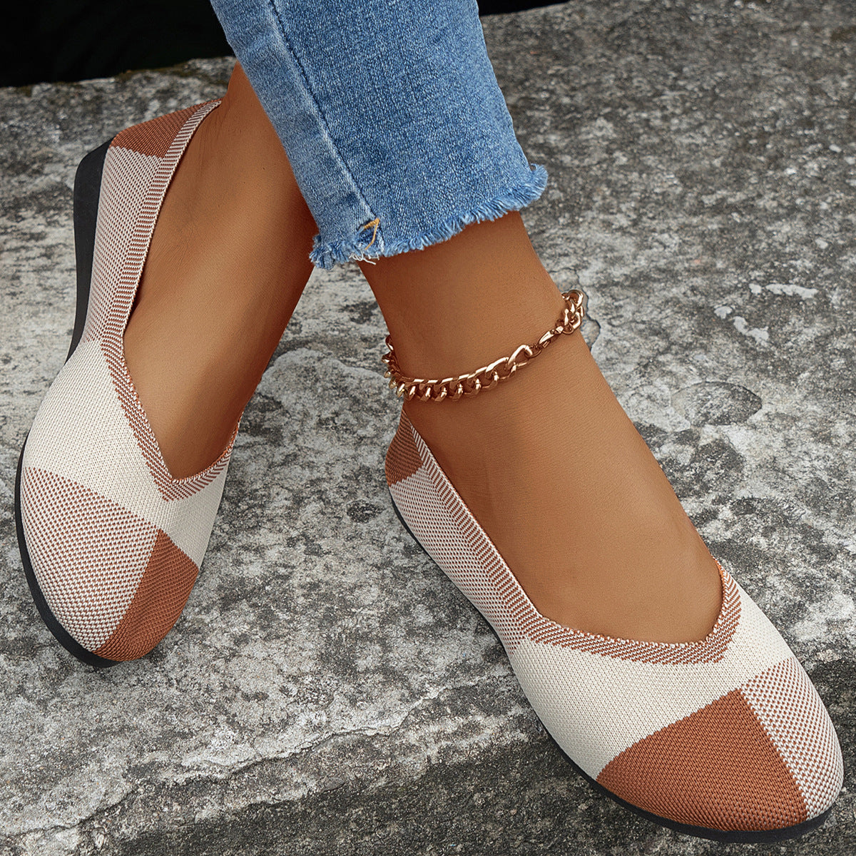 Women's Flats Shoes - Woven Breathable Cozy Loafers