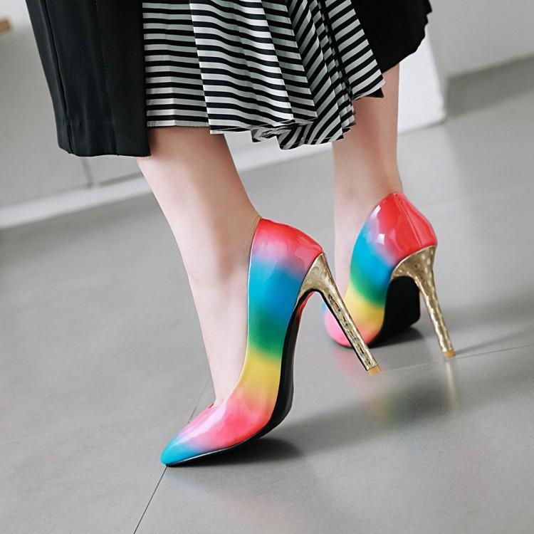 Women's Pointed Rainbow Low-Top Shoes