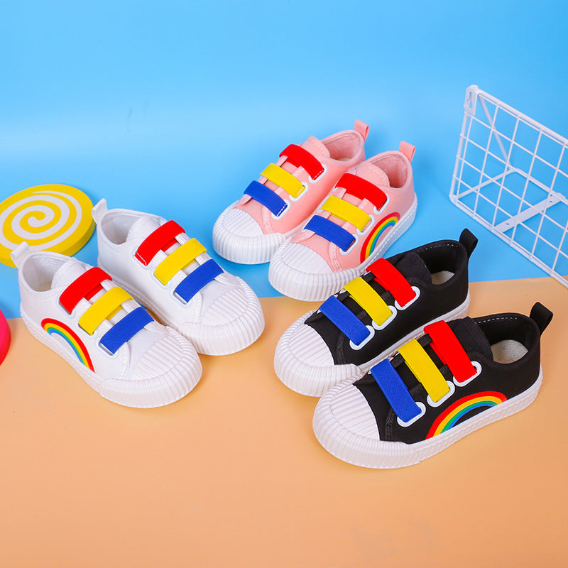 Unisex Kids Coloured Strap Sneakers Canvas Shoes