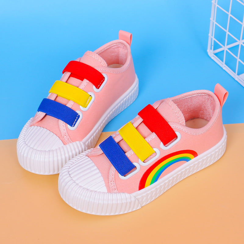 Unisex Kids Coloured Strap Sneakers Canvas Shoes
