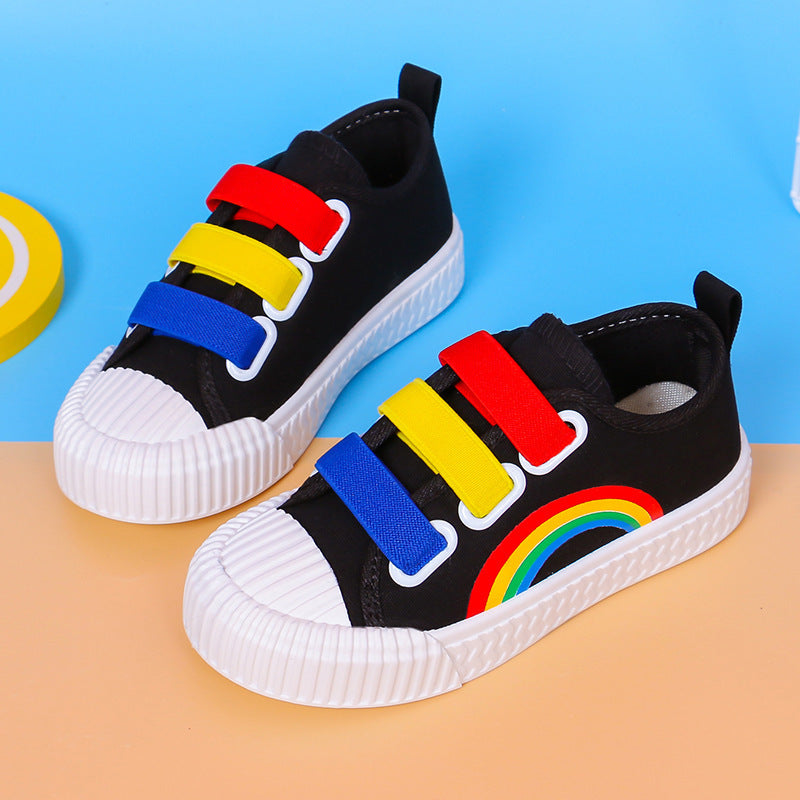 Unisex Kids Coloured Strap Sneakers Canvas Shoes