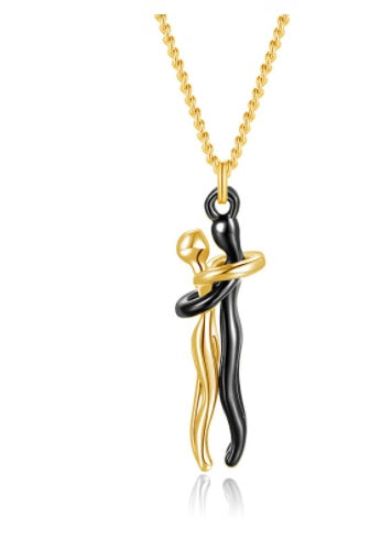 Simple Temperament Clavicle Chain Love Hug Necklace, Unisex Men Women Couple Jewelry