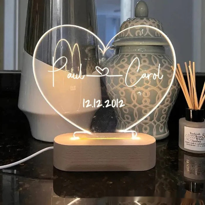 Customized ( Names / Date ) Night Light for Valentines Day / Anniversary - Perfect for Gifts