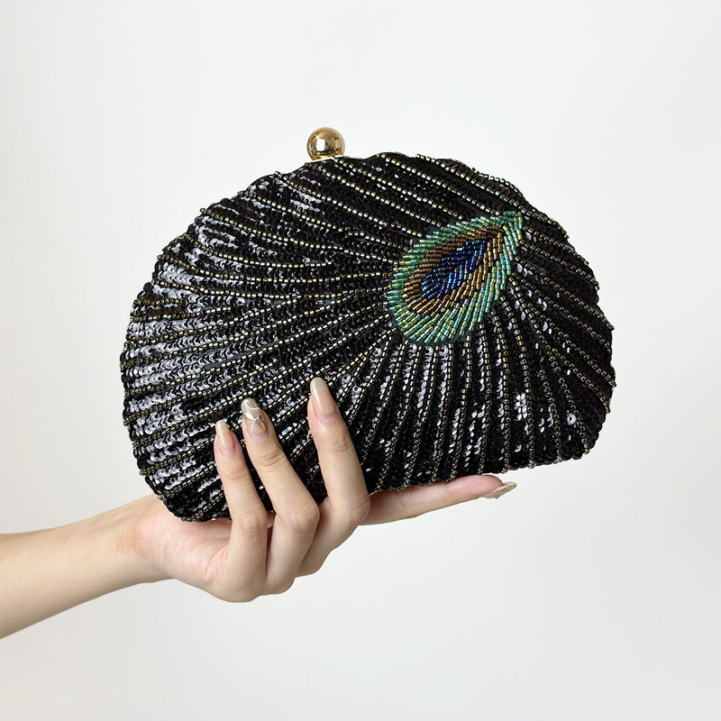 Vintage Beaded Crossbody Handbag with One Shoulder Chain for Women