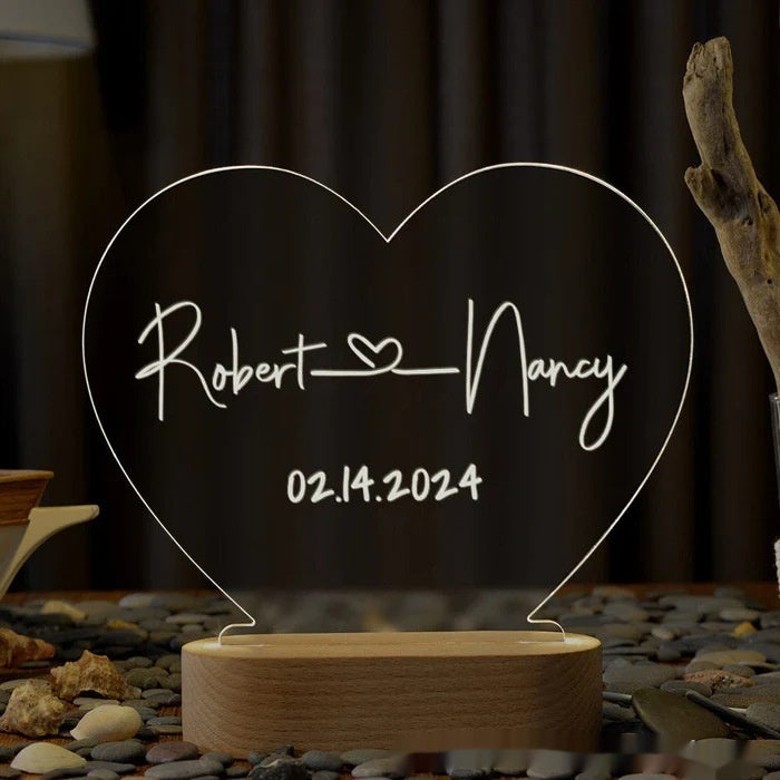 Customized ( Names / Date ) Night Light for Valentines Day / Anniversary - Perfect for Gifts