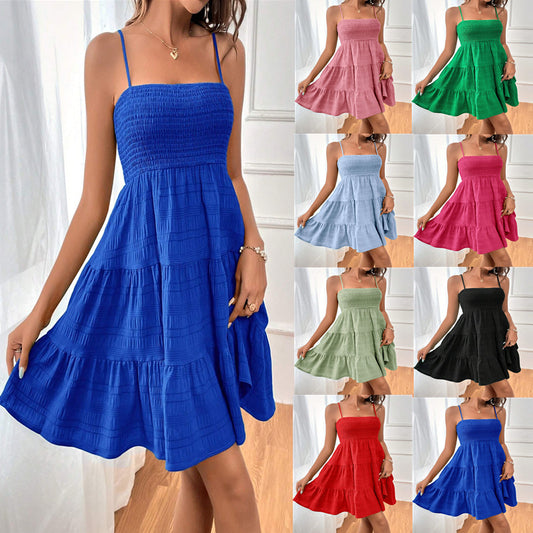 Women's Colored Pleated Dresses