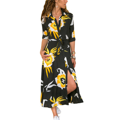 Floral Vintage Chiffon Midi Dress