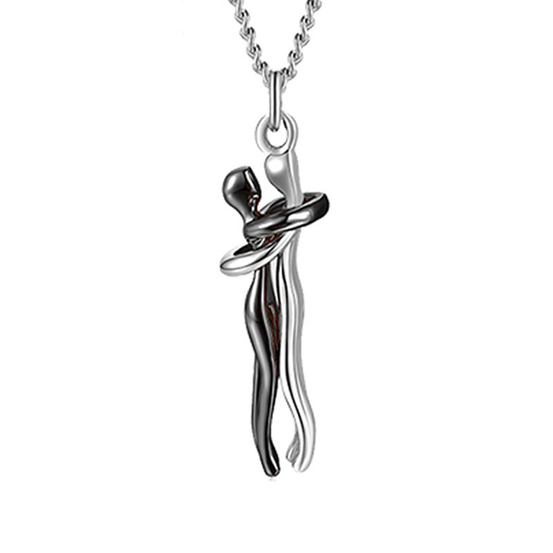 Simple Temperament Clavicle Chain Love Hug Necklace, Unisex Men Women Couple Jewelry
