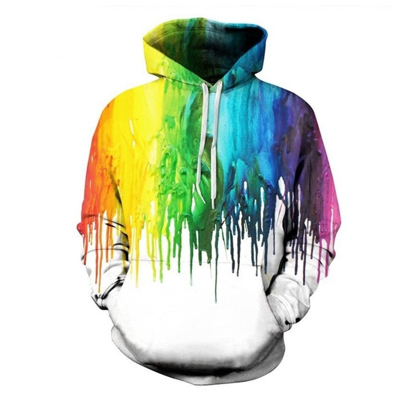 3D Hoodies with Vibrant Paint Splatter Patterns, Featuring Streetwear Pullovers with 3D Print.