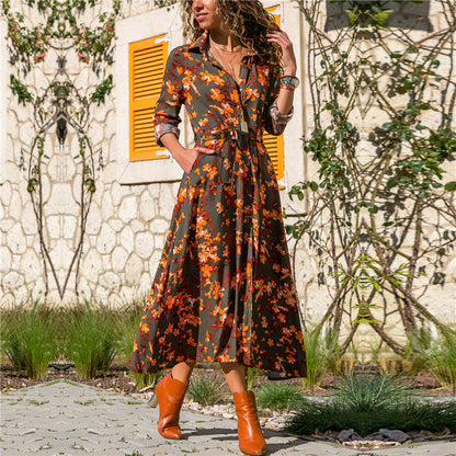 Floral Vintage Chiffon Midi Dress