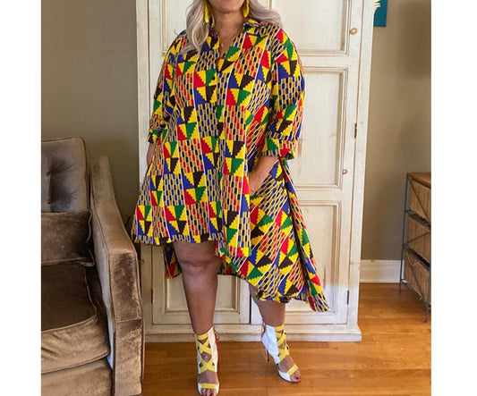 Plus Size Coloured Dress / Retro Style