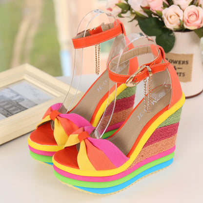 Wedge With Fish Mouth Rainbow Women's Shoes