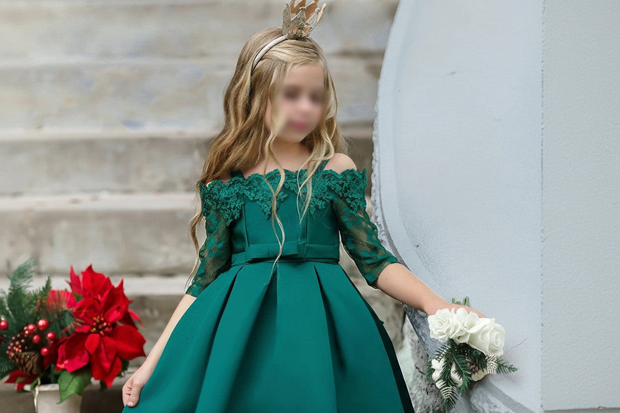 Girls' Lace Detail Party Dress