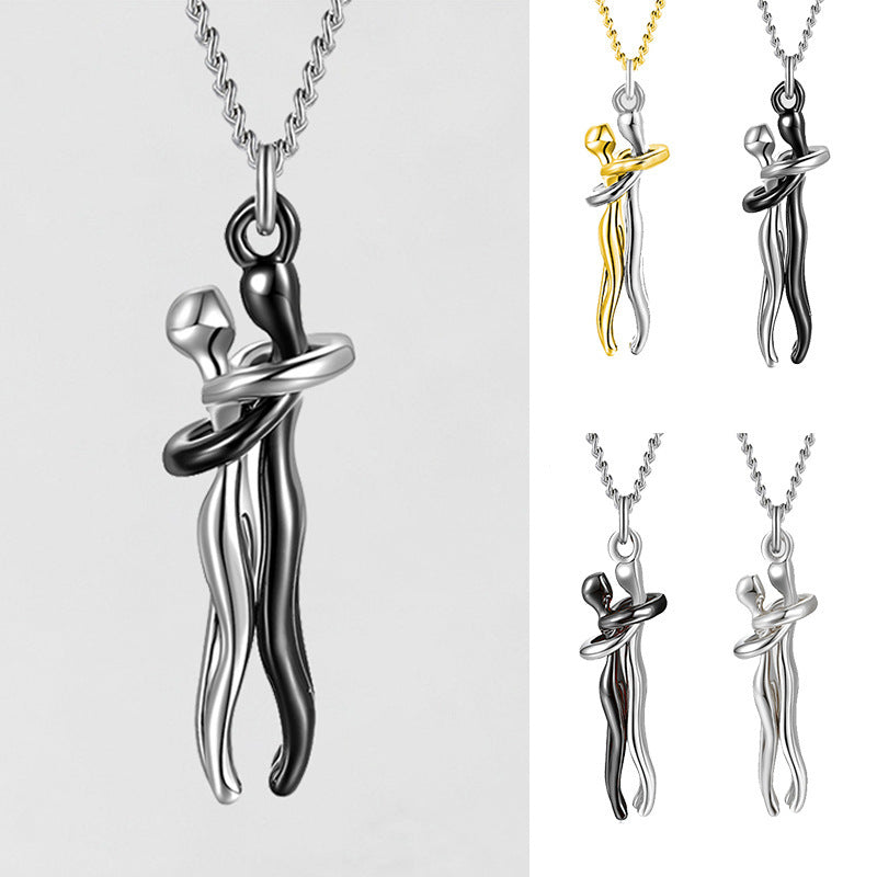 Simple Temperament Clavicle Chain Love Hug Necklace, Unisex Men Women Couple Jewelry