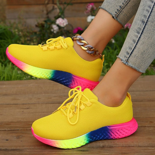 Women's Lace-up Mesh With Rainbow Sole / Sneakers / Walking Running Sports Shoes