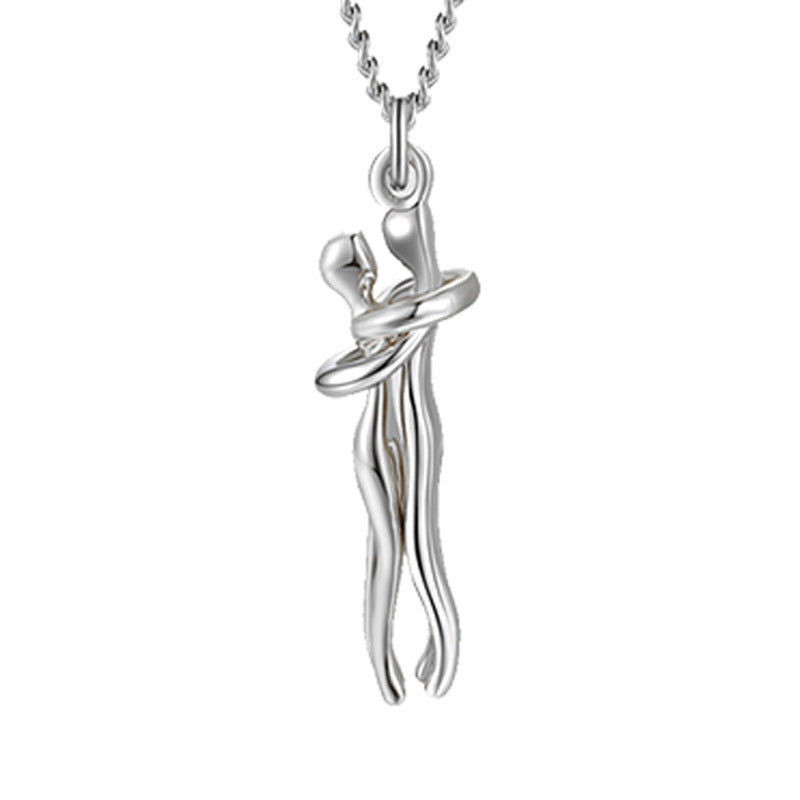 Simple Temperament Clavicle Chain Love Hug Necklace, Unisex Men Women Couple Jewelry