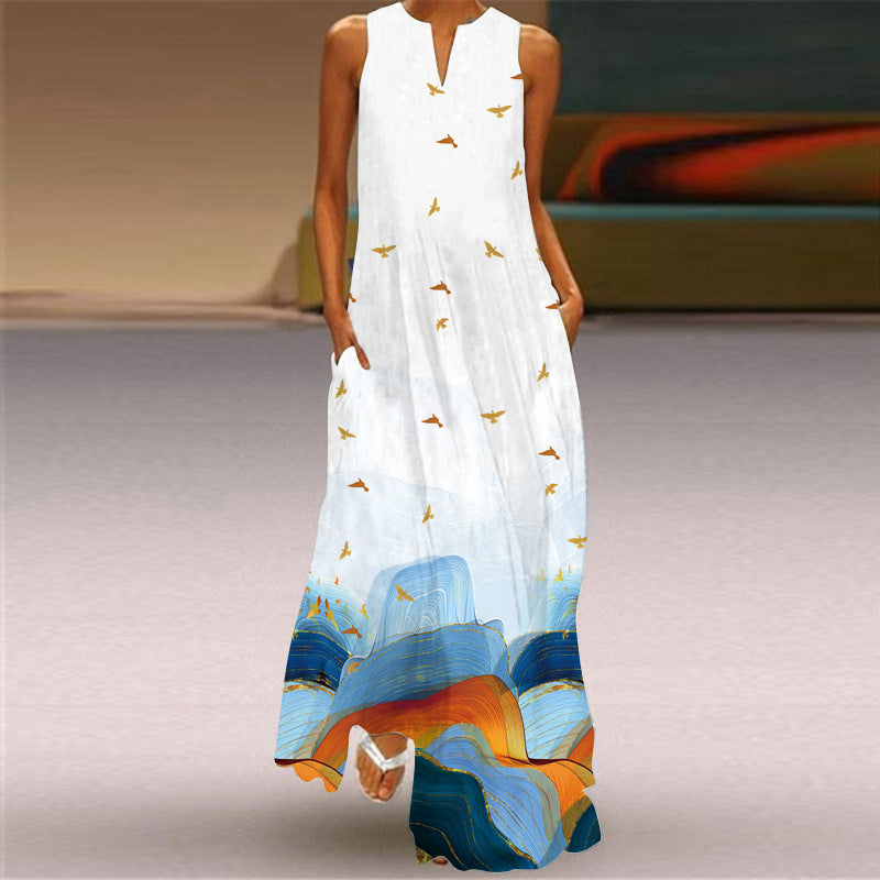 Women's Vibrant Multicolour Sleeveless Maxi Dress