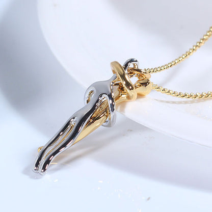 Simple Temperament Clavicle Chain Love Hug Necklace, Unisex Men Women Couple Jewelry
