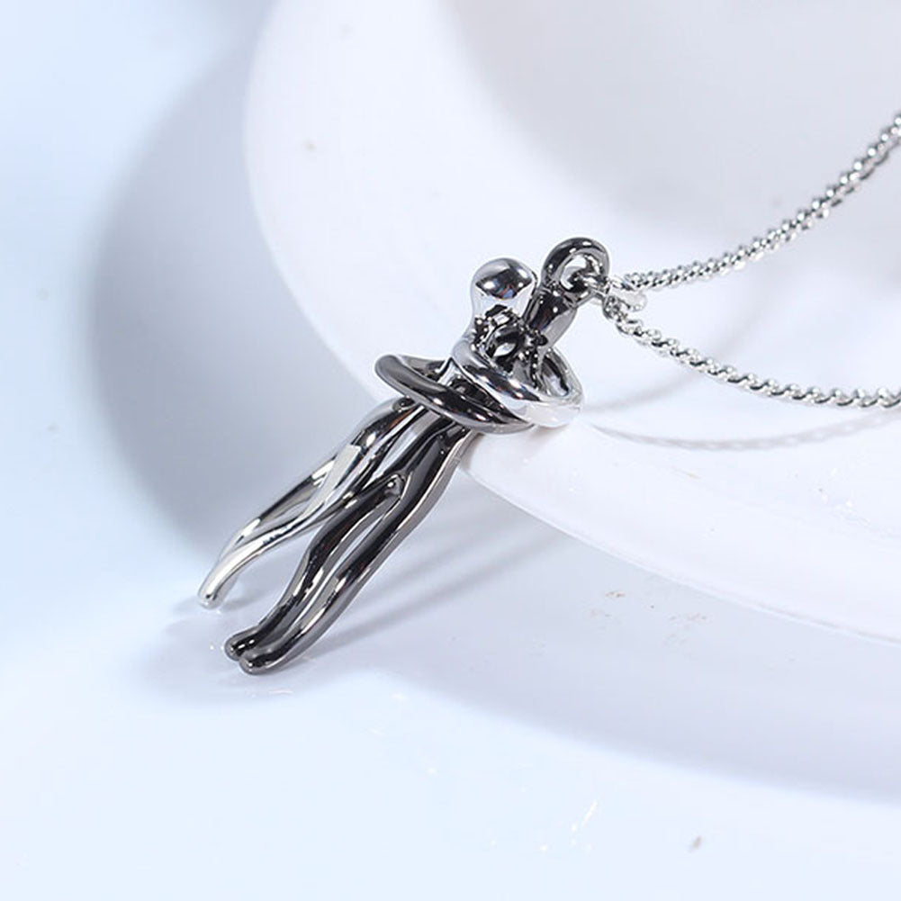 Simple Temperament Clavicle Chain Love Hug Necklace, Unisex Men Women Couple Jewelry
