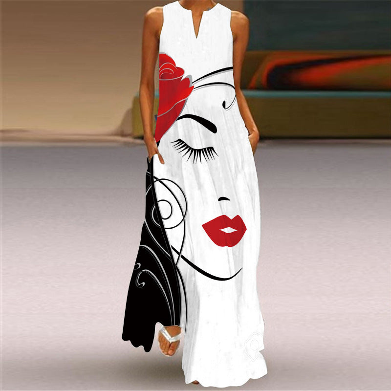 Women's Vibrant Multicolour Sleeveless Maxi Dress