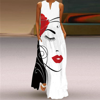 Women's Vibrant Multicolour Sleeveless Maxi Dress