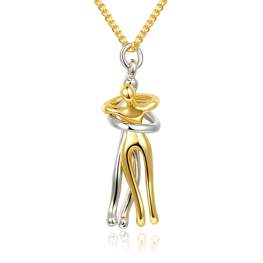 Simple Temperament Clavicle Chain Love Hug Necklace, Unisex Men Women Couple Jewelry