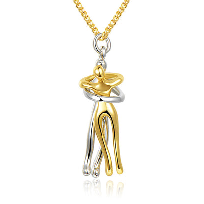 Simple Temperament Clavicle Chain Love Hug Necklace, Unisex Men Women Couple Jewelry