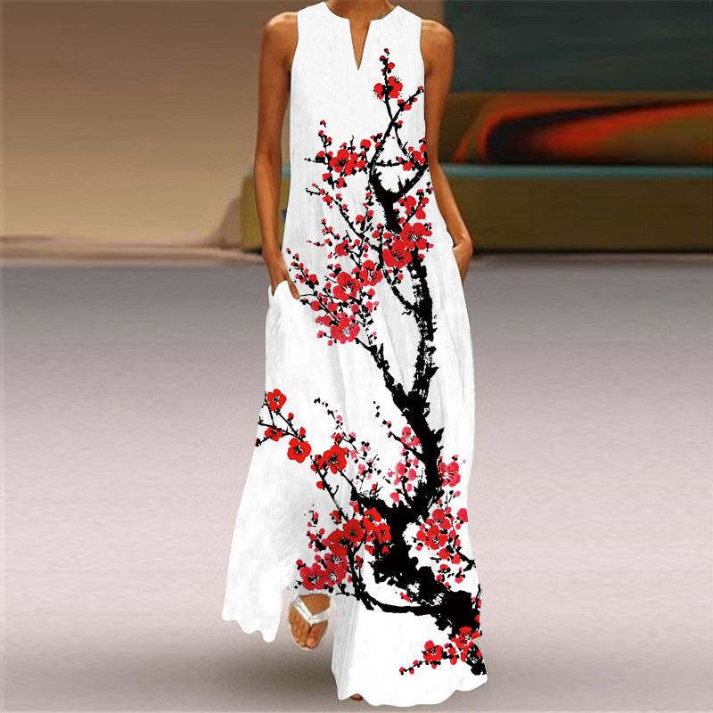 Women's Vibrant Multicolour Sleeveless Maxi Dress