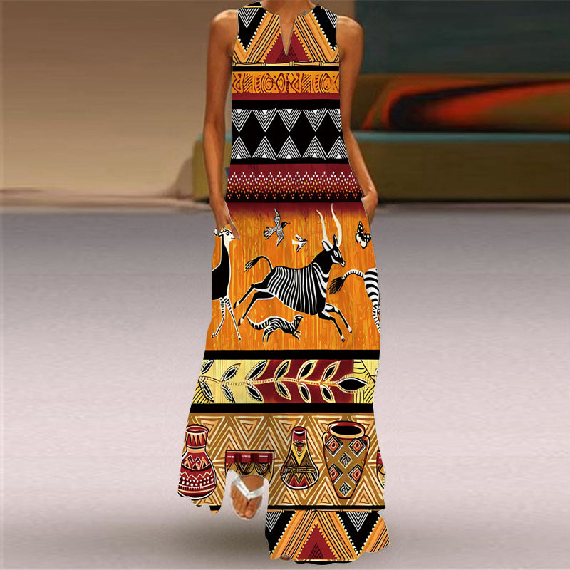 Women's Vibrant Multicolour Sleeveless Maxi Dress