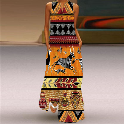 Women's Vibrant Multicolour Sleeveless Maxi Dress