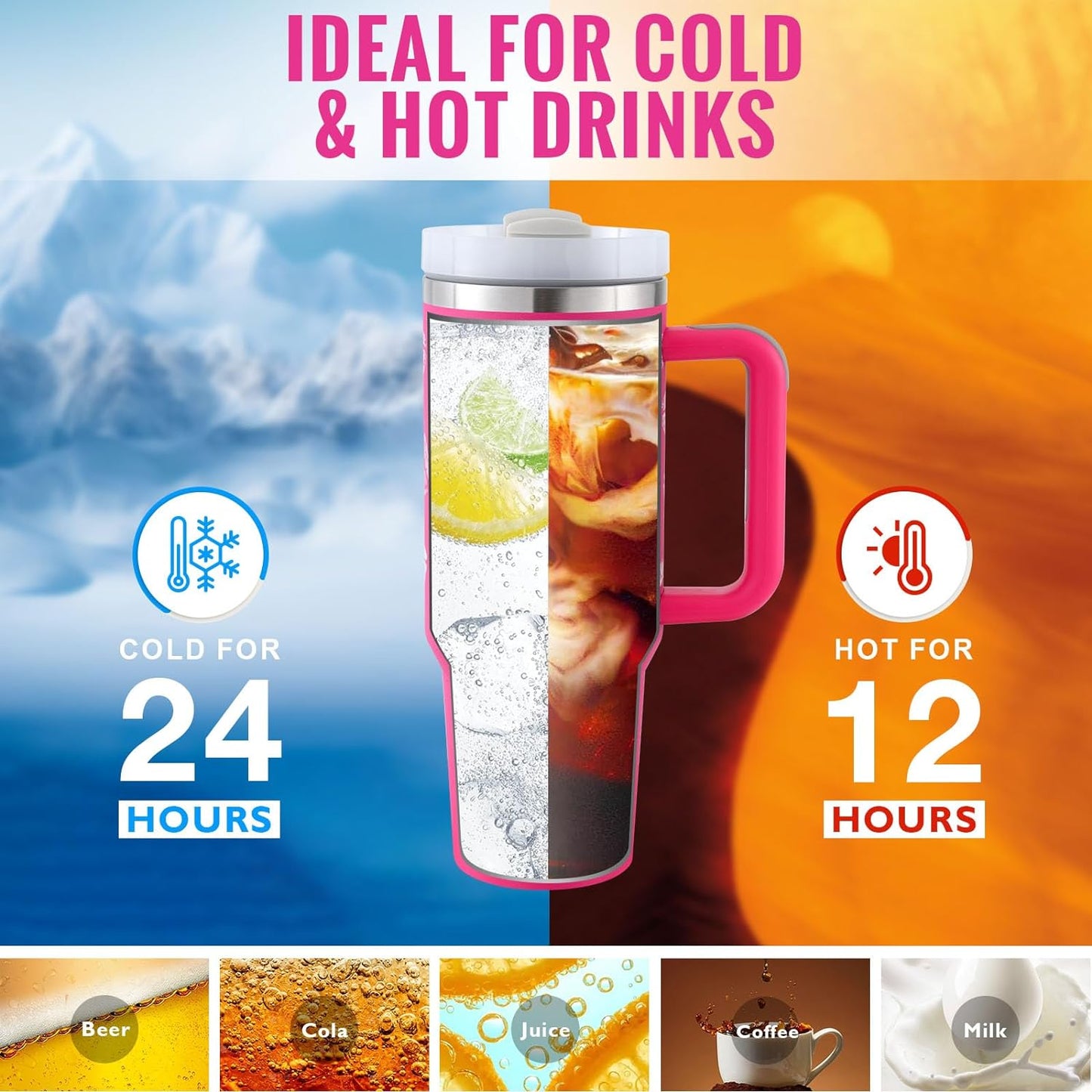 Unique Insulated 40Oz Tumbler, Stainless Steel, Vaccum Sealed.