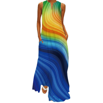 Women's Vibrant Multicolour Sleeveless Maxi Dress